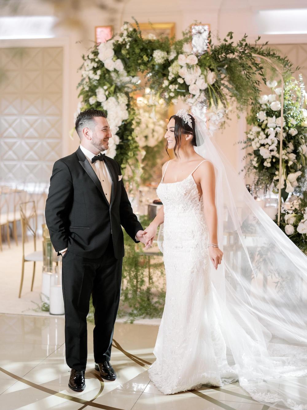 Armine Wears Fitted Sparkle Lace Wedding Dress. Desktop Image