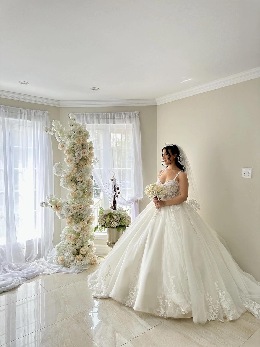 Julia Wears Lace Ballgown Wedding Dress. Desktop Image