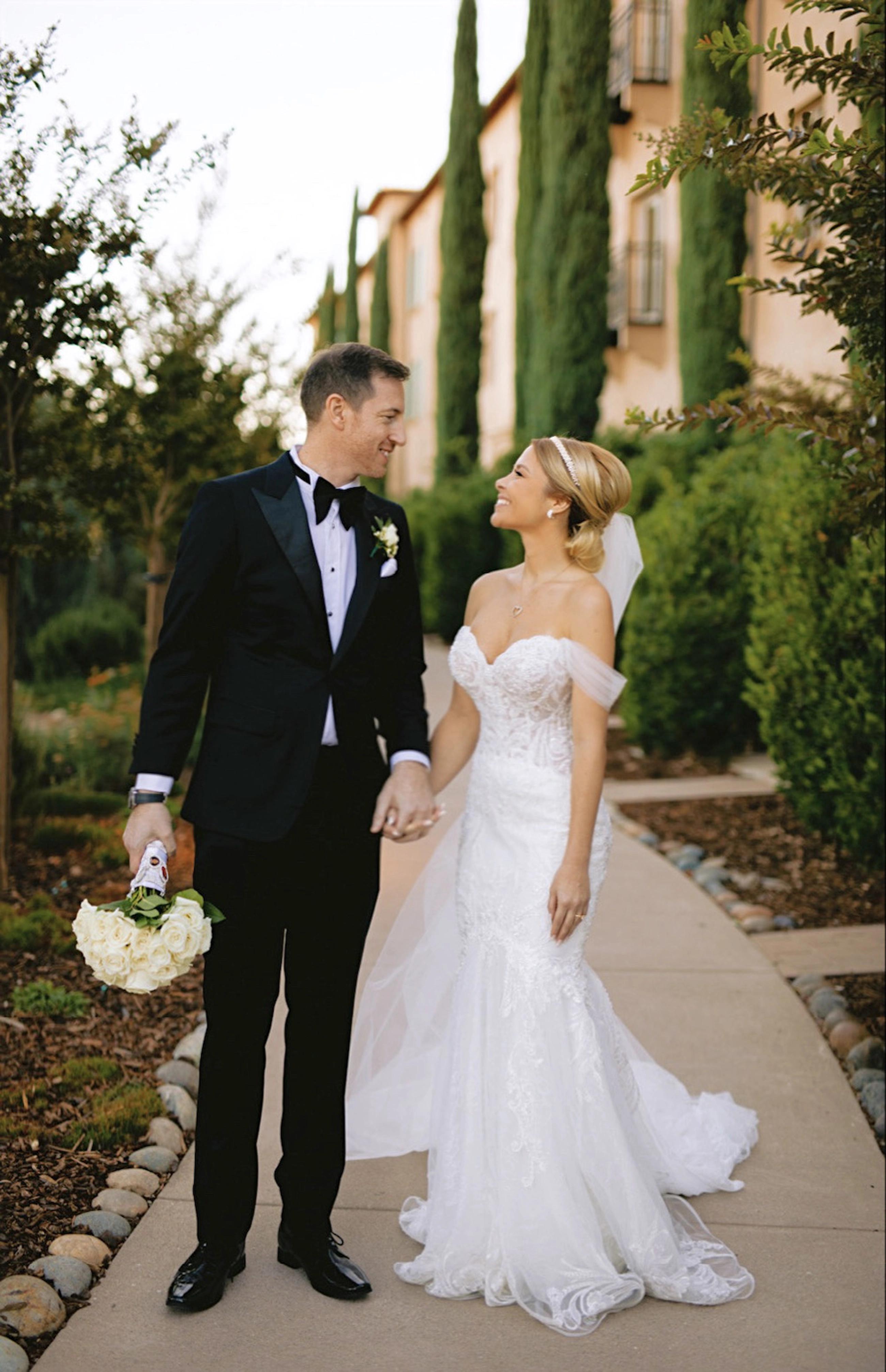 Nicole Marries John Wearing Beaded, Off the Shoulder Wedding Dress. Desktop Image