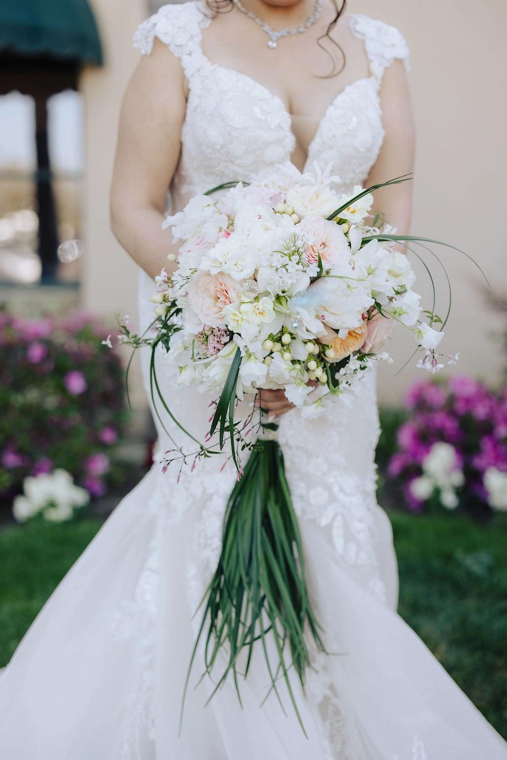 Cal Sleeve Floral Lace Mermaid Wedding Dress