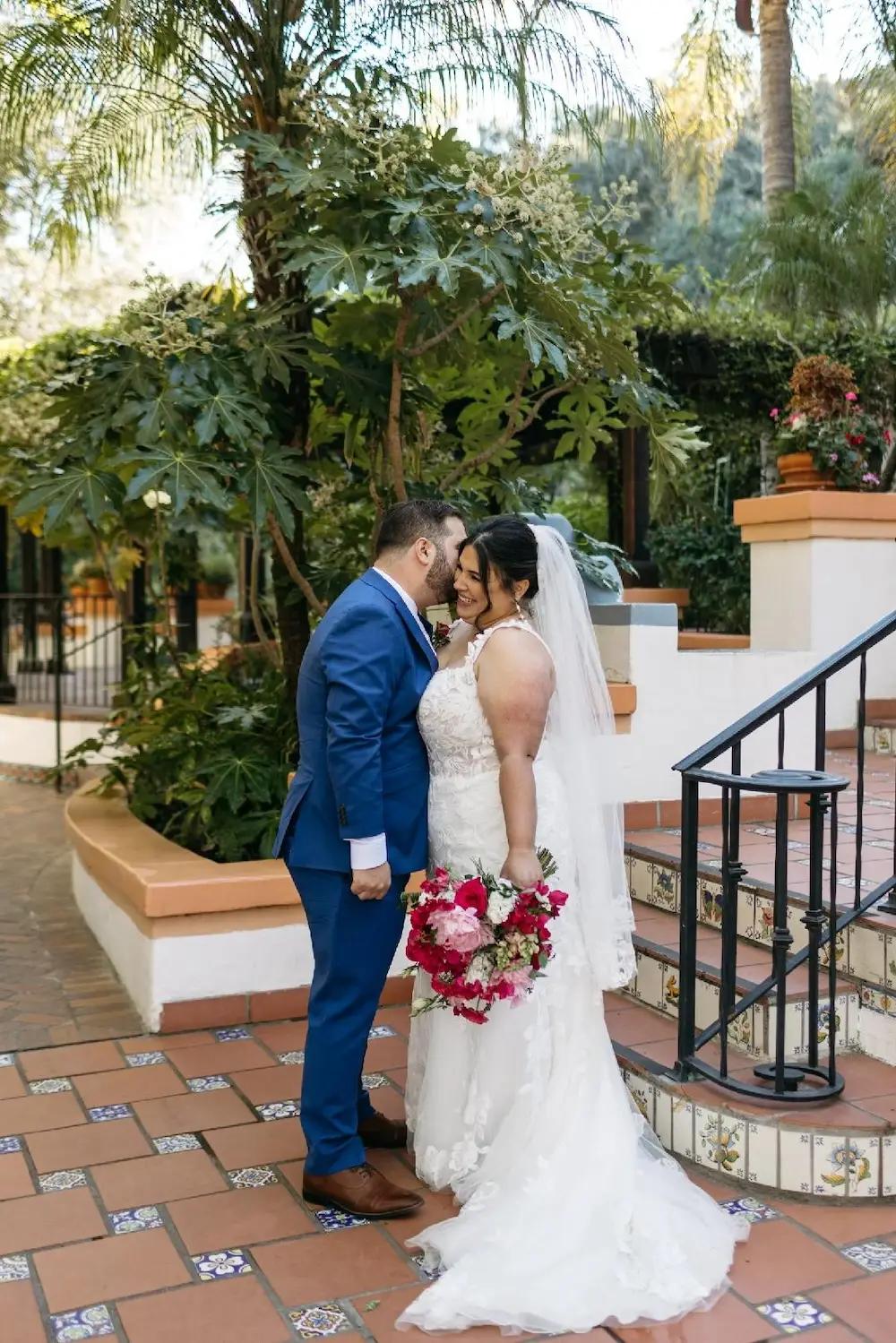 Taylor Wears Floral Lace Wedding Dress With Straps. Mobile Image