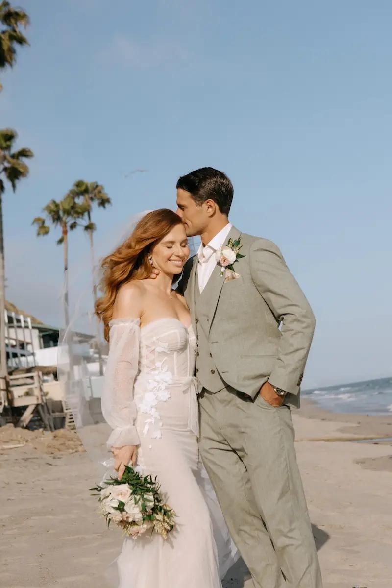 Heidi Wears Convertible Wedding Dress for Beach Elopement Wedding Image